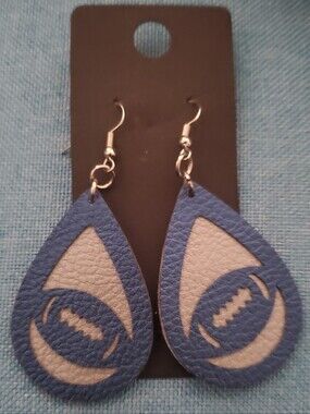 Blue Teardrop Football Earrings